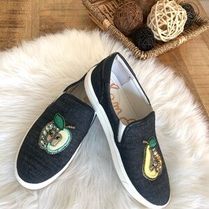 SAM EDELMAN Evelina Pear Apple Jeweled Embroidered Sneaker Women 9.5